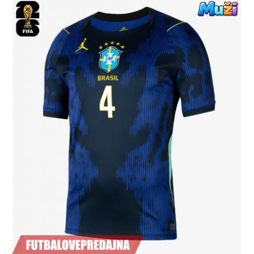 Lacne Muži Futbalové dres Brazília Marquinhos #4 MS 2026 Krátky Rukáv - Preč